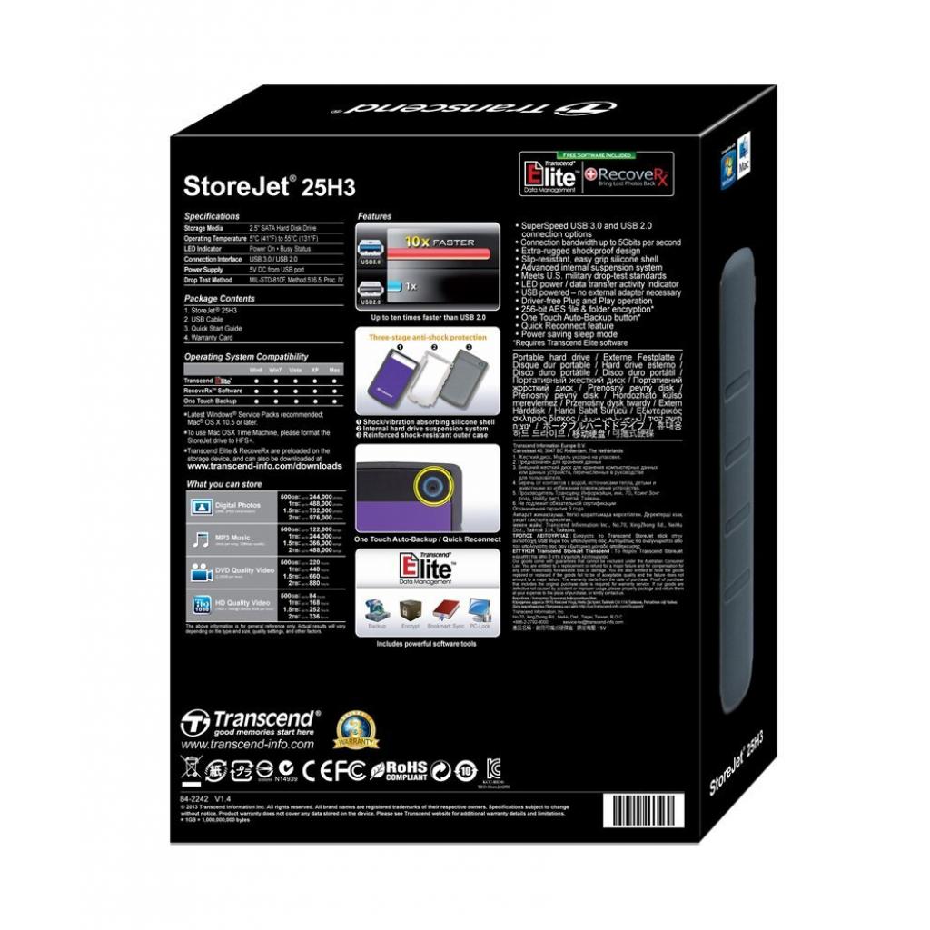 Зовнішній жорсткий диск Transcend 2.5" 2TB TS2TSJ25H3P, фото №5