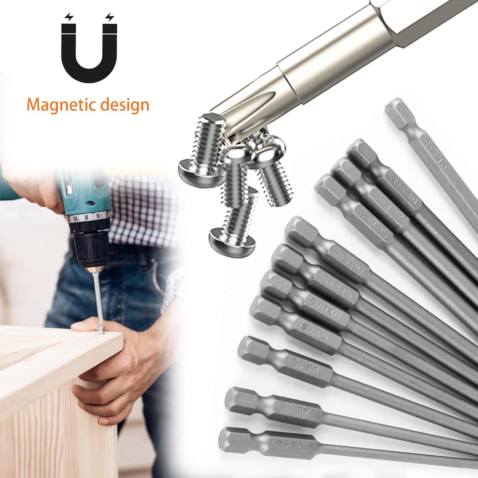 Набір викруток Mikqky 11 Torx Long 100 мм 1/4 дюйма 1.7-6.65 мм (T6, T7, T8, T9, T10, T15, T20, T25, T27, T30, T40) Магнітний, фото №5 Набір викруток Mikqky 11 Torx Long 100 мм 1/4 дюйма 1.7-6.65 мм (T6, T7, T8, T9, T10, T15, T20, T25, T27, T30, T40) Магнітний, фото №5