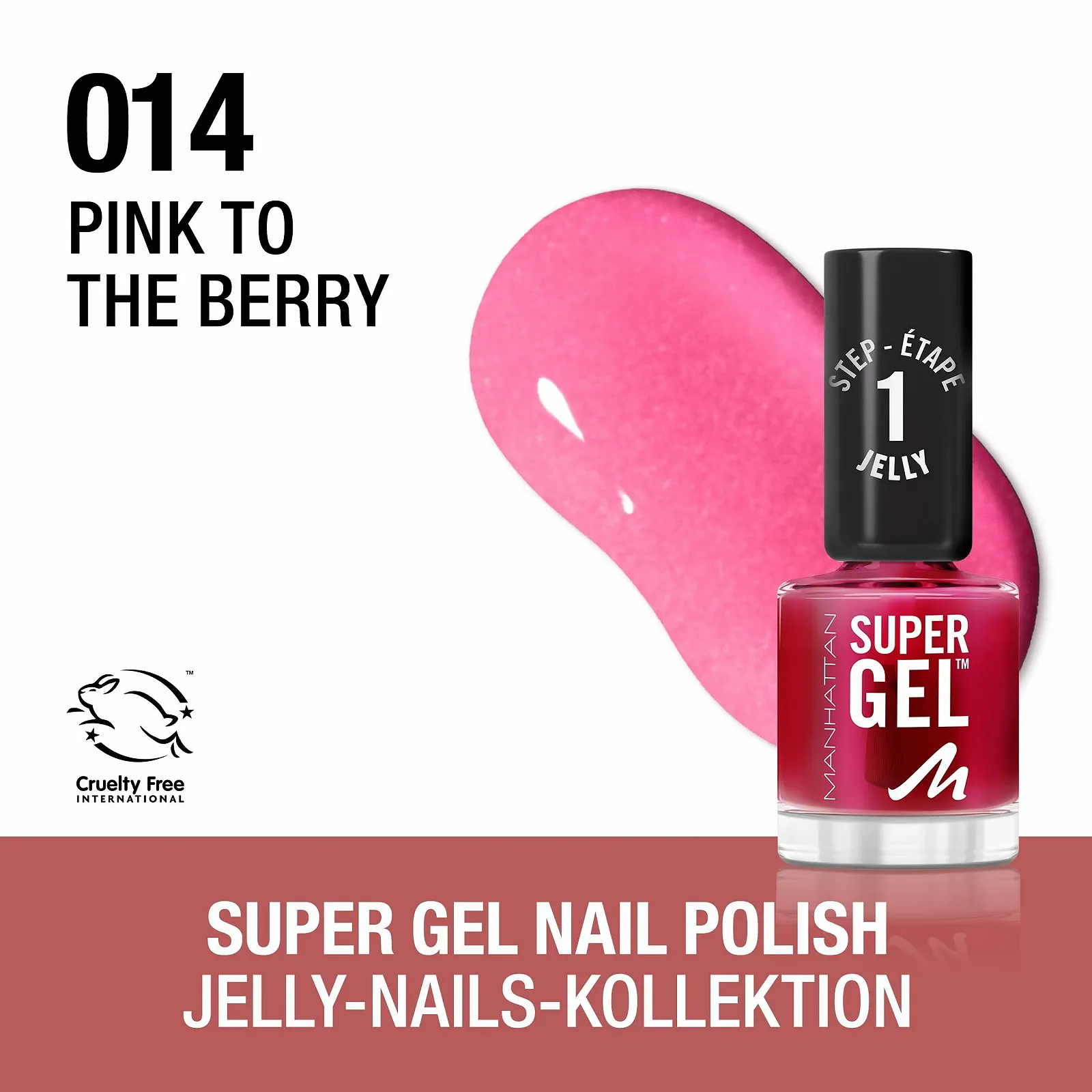 Гель-лак MANHATTAN Super Gel Jelly Gloss 014 Pink To The Berry, 12 мл, фото №2 Гель-лак MANHATTAN Super Gel Jelly Gloss 014 Pink To The Berry, 12 мл, фото №2