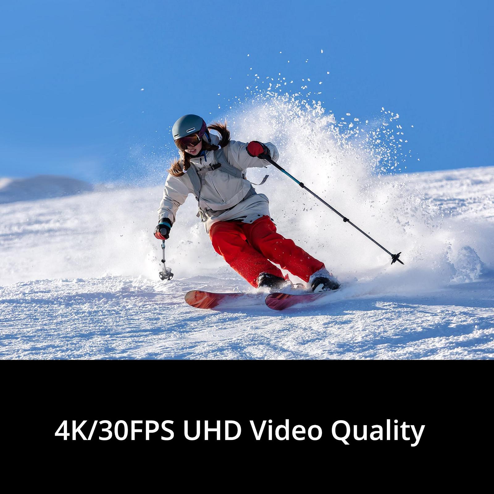 Екшн-камера Dragon Touch 4K30FPS 20MP WiFi 170° з широким кутом огляду, 2-дюймовим екраном Ultra HD, 4-кратним зумом, пультом дистанційного керування 2.4G, набором кріпильних приладів і 2 батареями 1050 мАг Vision 3, фото №4