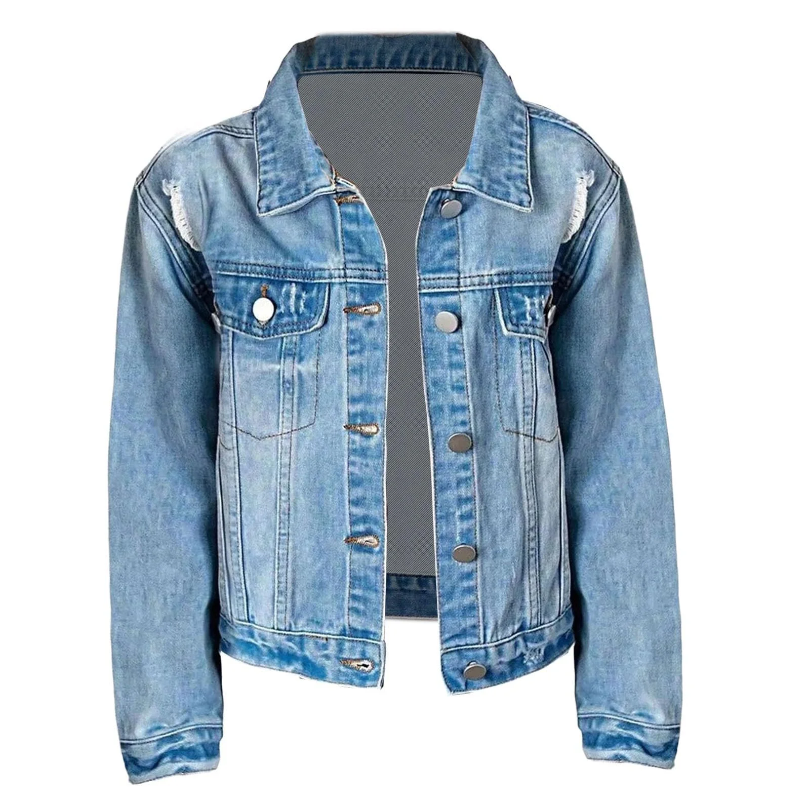 Джинсовая куртка Generisch для девочек, переходная куртка, куртка с рваными джинсами, спортивная куртка с карманами, пиджак с лацканами, спортивная куртка для мальчиков, куртка для малышей, байкерская куртка, верхняя одежда, теплая зимняя куртка, фото №6