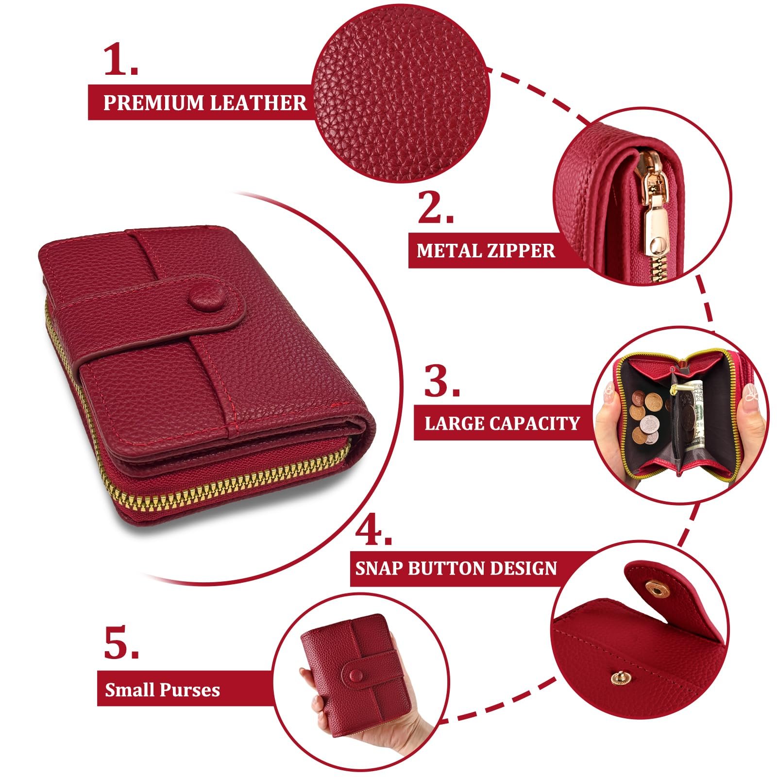 Кошелек HZHSGLY Маленький для женщин PU кожа Bifold Блокировка RFID, фото №3