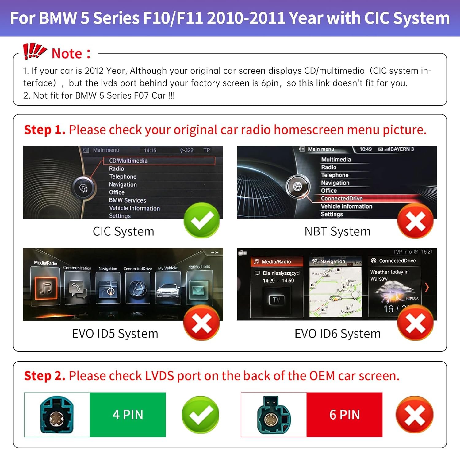 Штатна автомагнітола Road Top для BMW 5 Series F10/F11 2010-2011 Year with CIC System / 10.25" / Сенсорна / Linux / Apple CarPlay / Android Auto / Bluetooth / GPS / USB / AUX, фото №3
