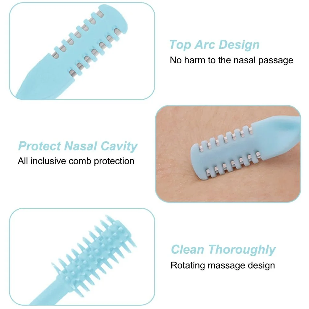 Тример для носу 2 в 1 5 штук 360° обертовий інструмент для видалення волосся з носу портативний мануальний двосторонній, фото №6