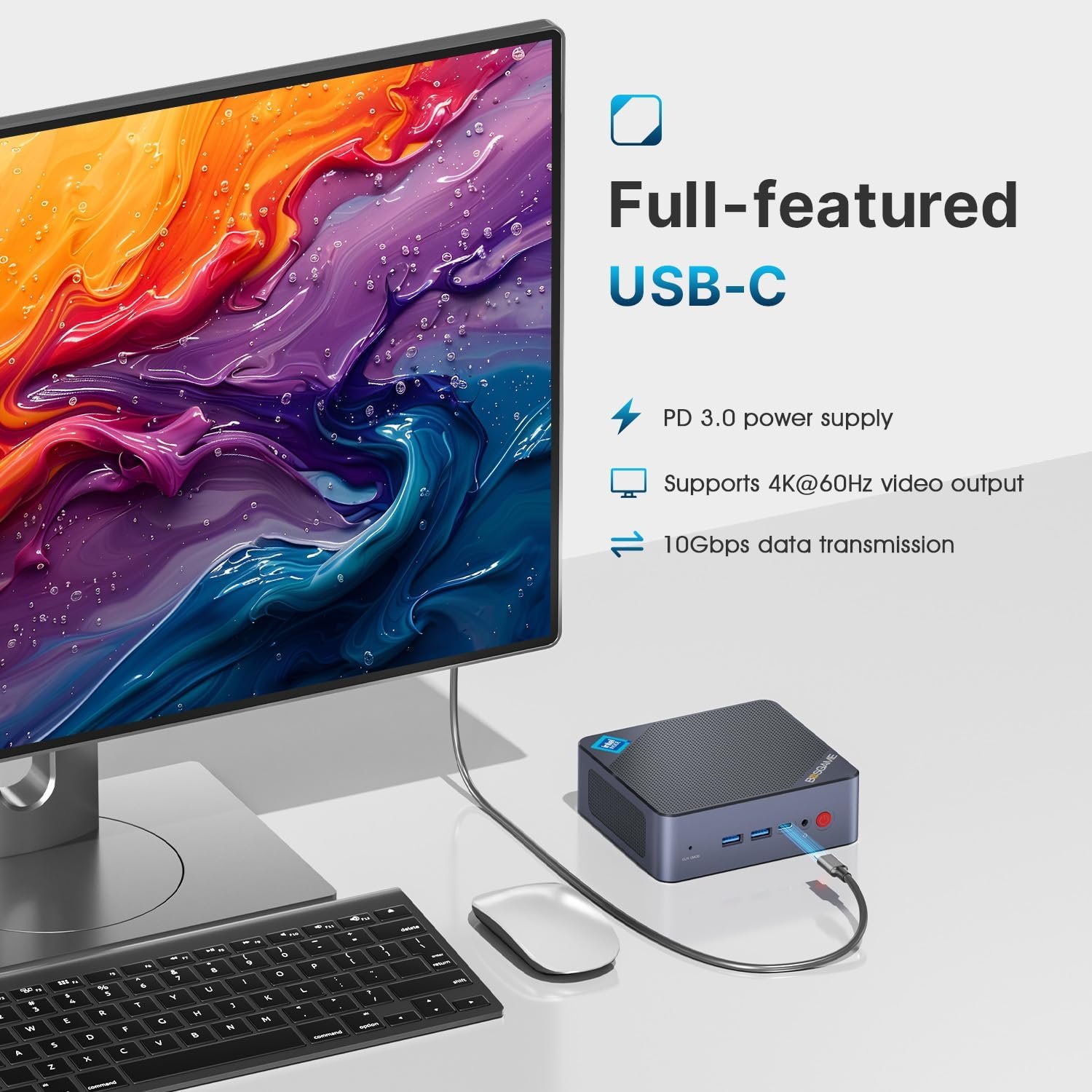 Мини ПК BOSGAME B95 / Intel N95 / RAM 16GB / SSD 512GB / 2 x HDMI / 1 х LAN / Wi-Fi 5 / Bluetooth 5.0 / Windows 11 Pro / Темно-синий, фото №5