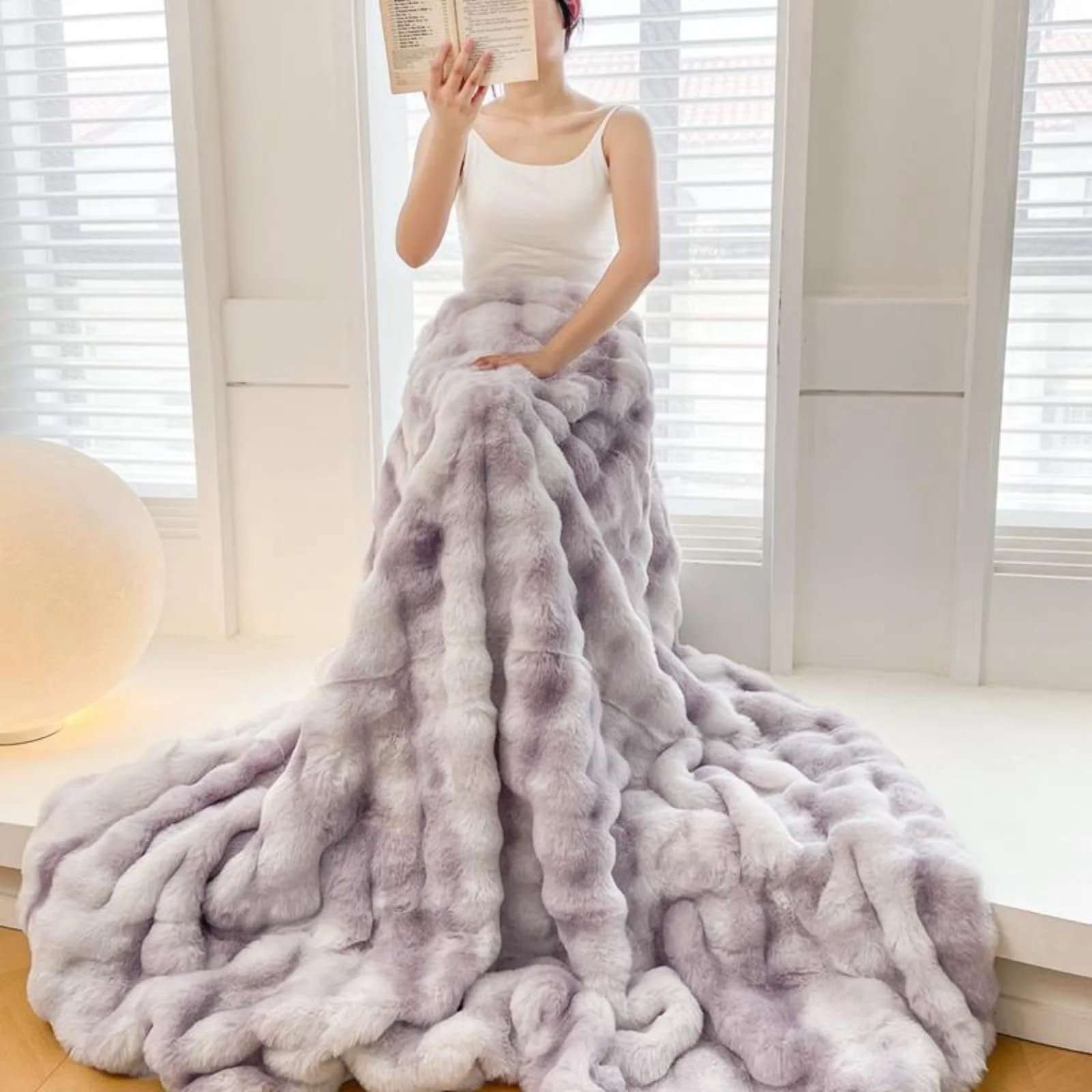 Покривало Tospass Пухнаста м'яка, Двостороння Покривало - 180 x 200 см, Фіолетова, фото №3