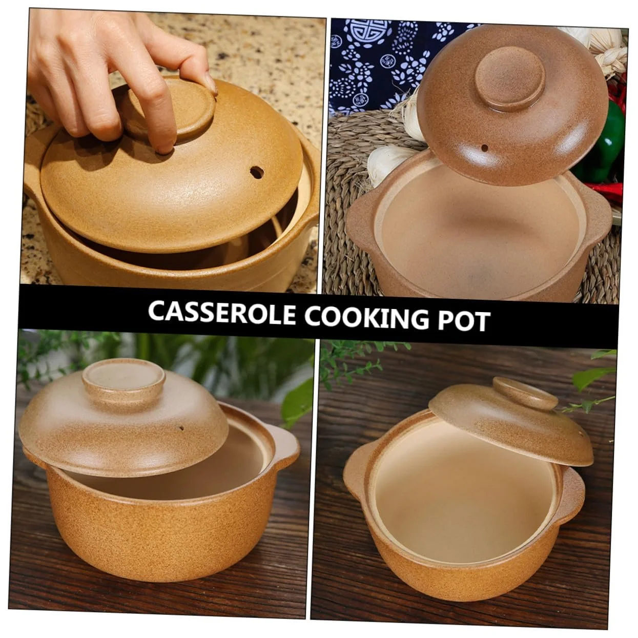 Кастрюля Gatuida керамическая термостойкая с крышкой для газовых и электрических плит, фото №9