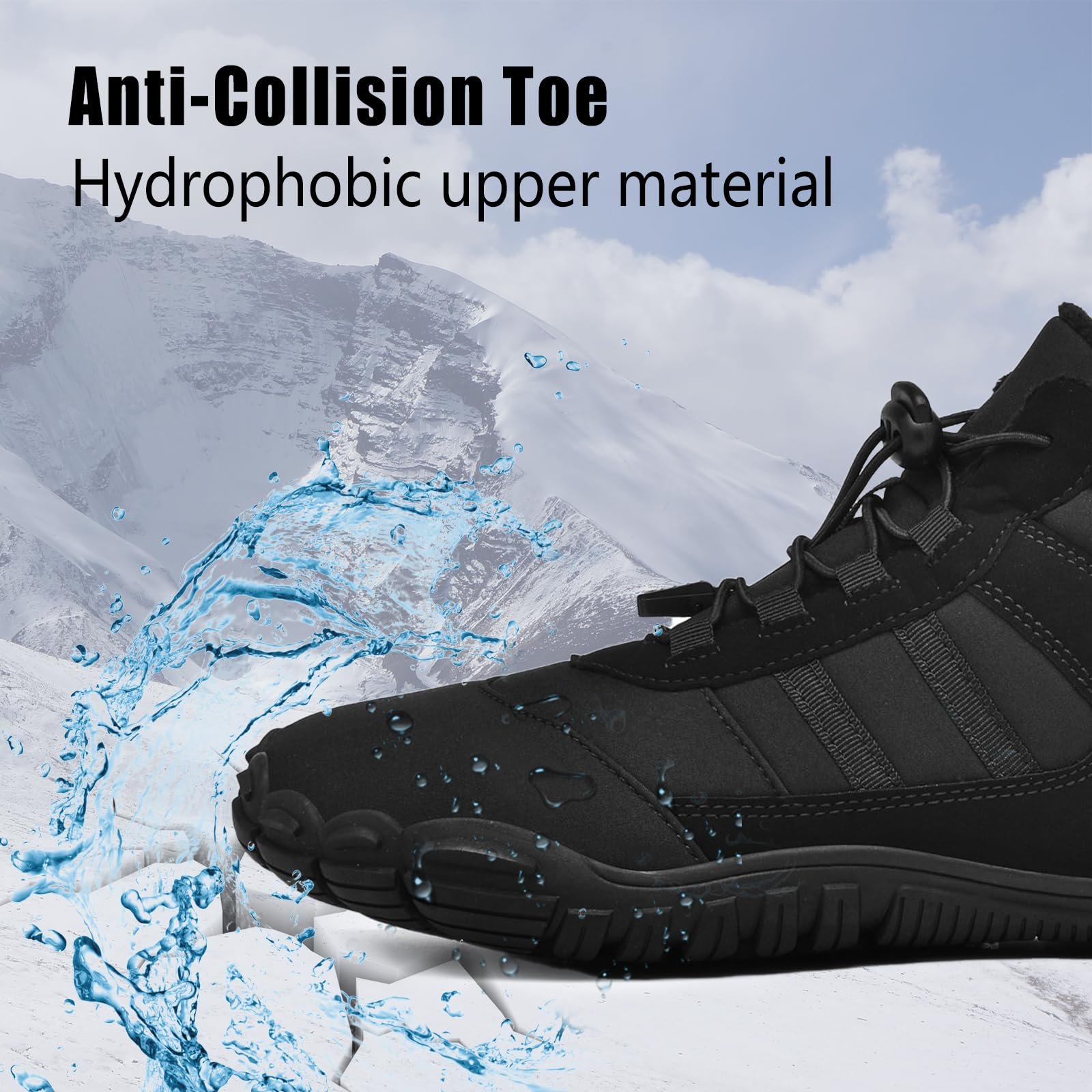 Зимние ботинки AONETIGER Barfußschuhe, утепленные, водонепроницаемые, для мужчин и женщин, удобные, легкие, зимние, для активного отдыха, хлопковые, противоскользящие, размер 37-48EU, фото №5