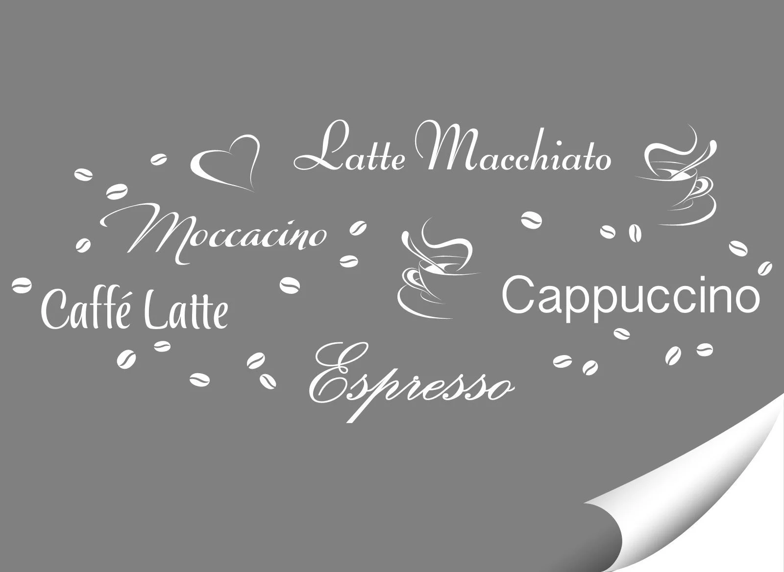 Наклейка на стіну Wall Art Cheap G006 Кава Кухня Еспресо Горнятка Зерна, фото №2