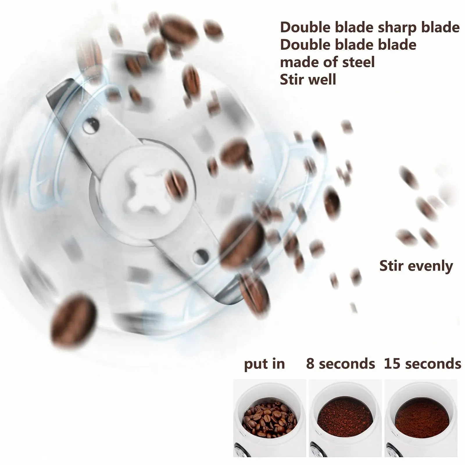 Электрическая кофемолка Fast Speed Electric Grain Mill для сои, кунжута, риса, фасоли, клейкого риса, чили, специй (Белый), фото №5