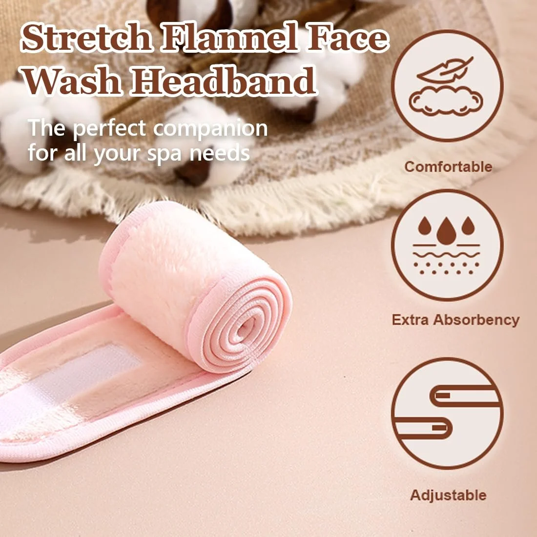 Набір з 3 регульованих косметичних пов'язок для волосся з застібкою, фото №5