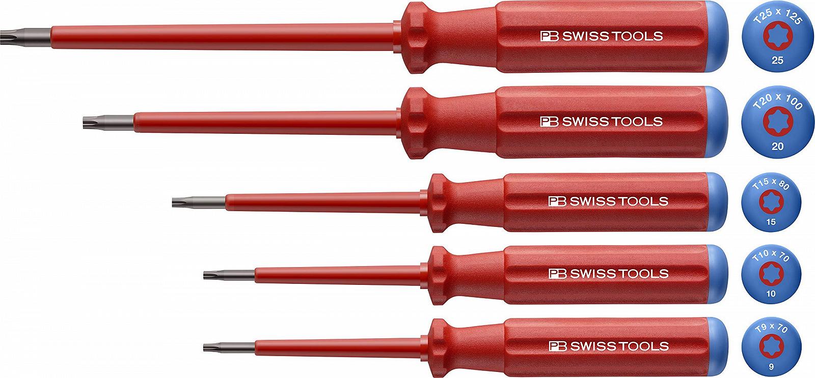 Набор отверток PB Swiss Tools Torx VDE PB 5549-100 T9-T25 5 шт. 1000 В AC / 1500 В DC, фото №1 Набор отверток PB Swiss Tools Torx VDE PB 5549-100 T9-T25 5 шт. 1000 В AC / 1500 В DC, фото №1