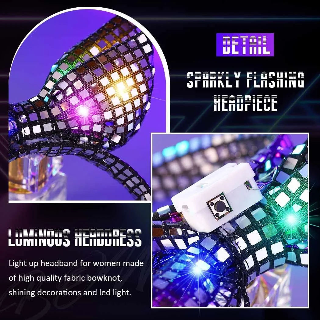 Обруч на голову з бантом, що світиться Zoestar, фото №4