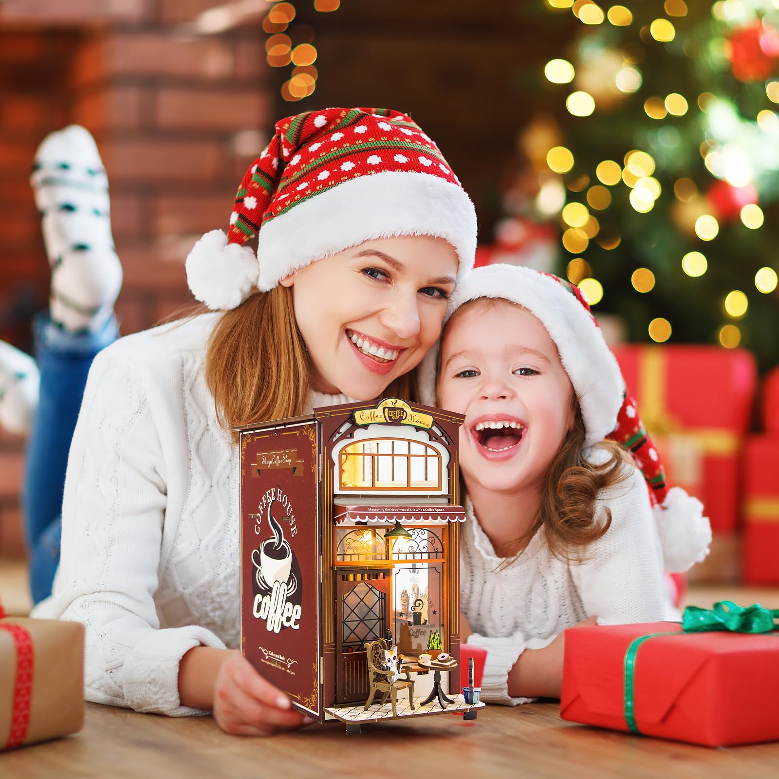 Кіт BBLIKE Book Nook Café Miniature Dollhouse Kit зі світлодіодними LED вогнями, фото №6