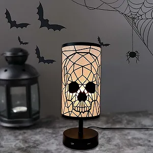 Настільна лампа Skull сенсорна з регулюванням яскравості, 2 порти USB, 3 рівні яскравості, ретро E27 метал, чорний synthetic.ua - Фото 1