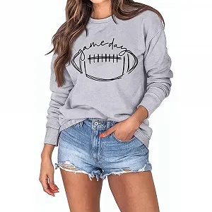 Женский свитшот MLZHAN Game Day с принтом регби, круглый вырез, длинный рукав - Фото 1