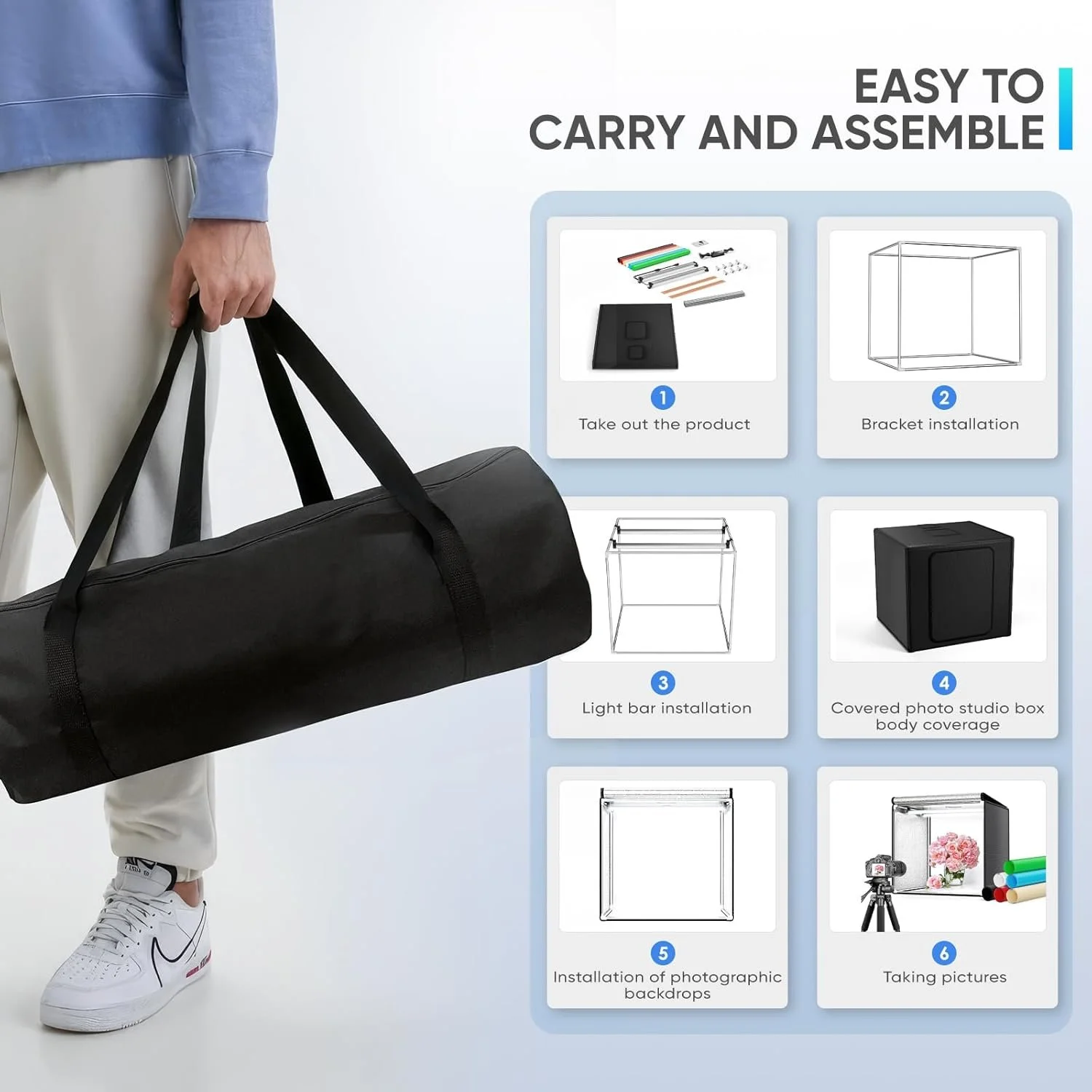 Фотобокс Sunowl 50см / CRI 95+ / 6 фонів / Чорний, фото №4 Фотобокс Sunowl 50см / CRI 95+ / 6 фонів / Чорний, фото №4