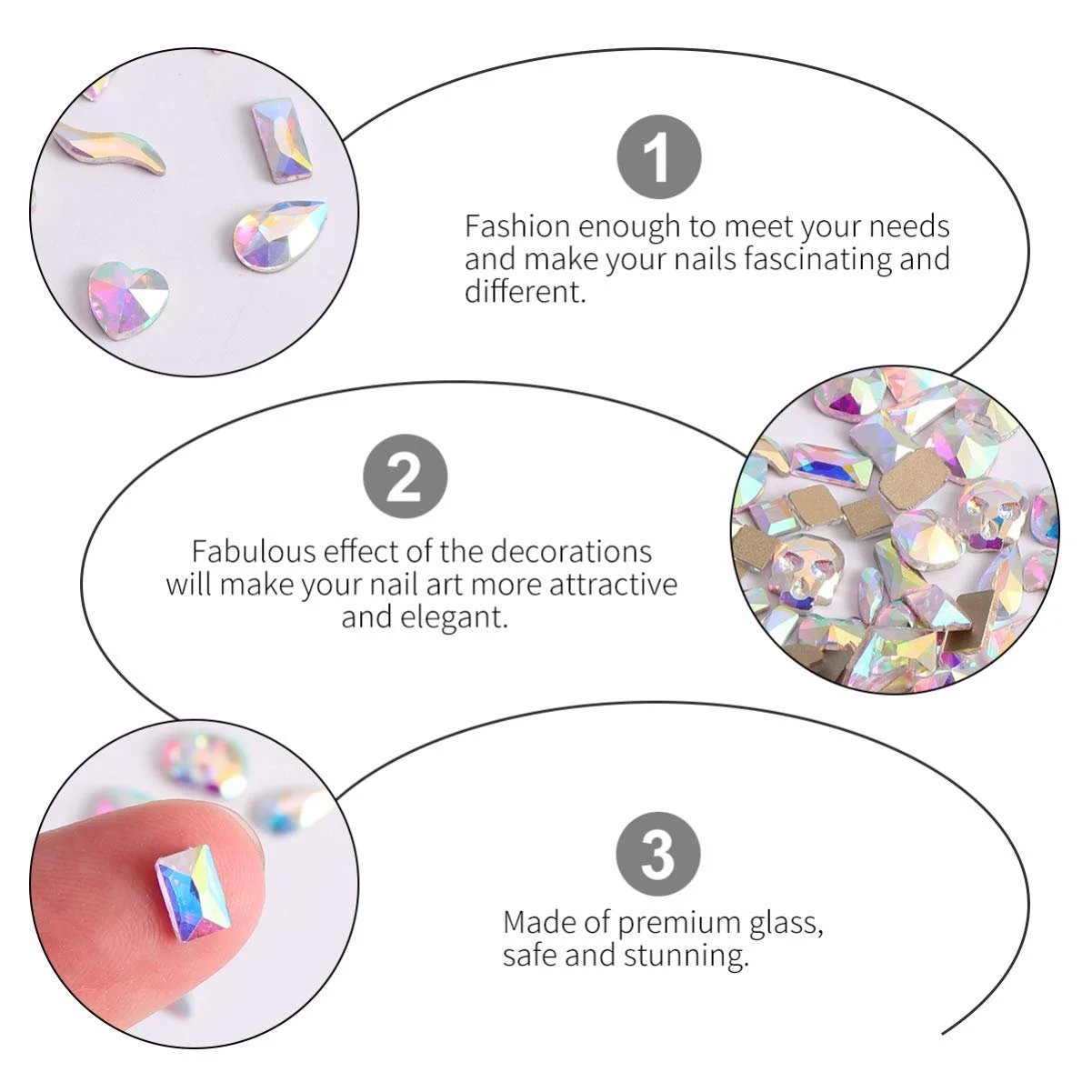 Стразы Акриловые Бриллианты AB для ногтей 3D стекло 100 шт., фото №6 Стразы Акриловые Бриллианты AB для ногтей 3D стекло 100 шт., фото №6