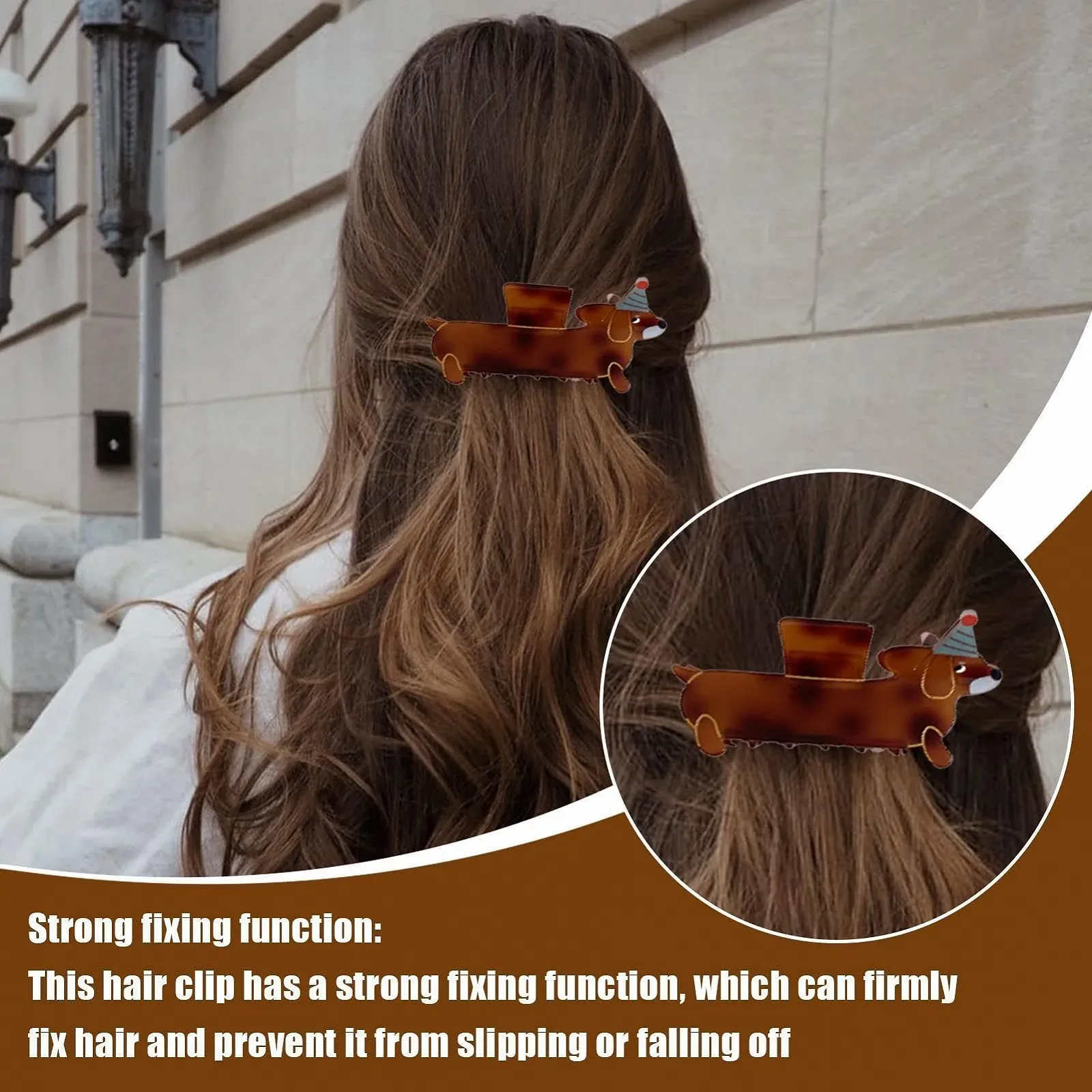 Заколки для волос Acetate Dachshund, прочные, милые, аксессуар, фото №2