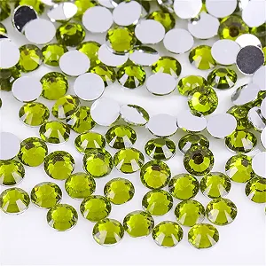 Стразы Кристалл 4 мм круглые 1500 шт. SS16 прозрачные для ногтей, рукоделия, одежды, обуви, сумок (оливково-зеленые) - Фото 1