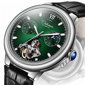 Годинники FORSINING Tourbillon Чоловічі Механічні Із Автоматичним Заводом Місячна Фаза Водонепроникні Люмінесцентні synthetic.ua - Фото 1