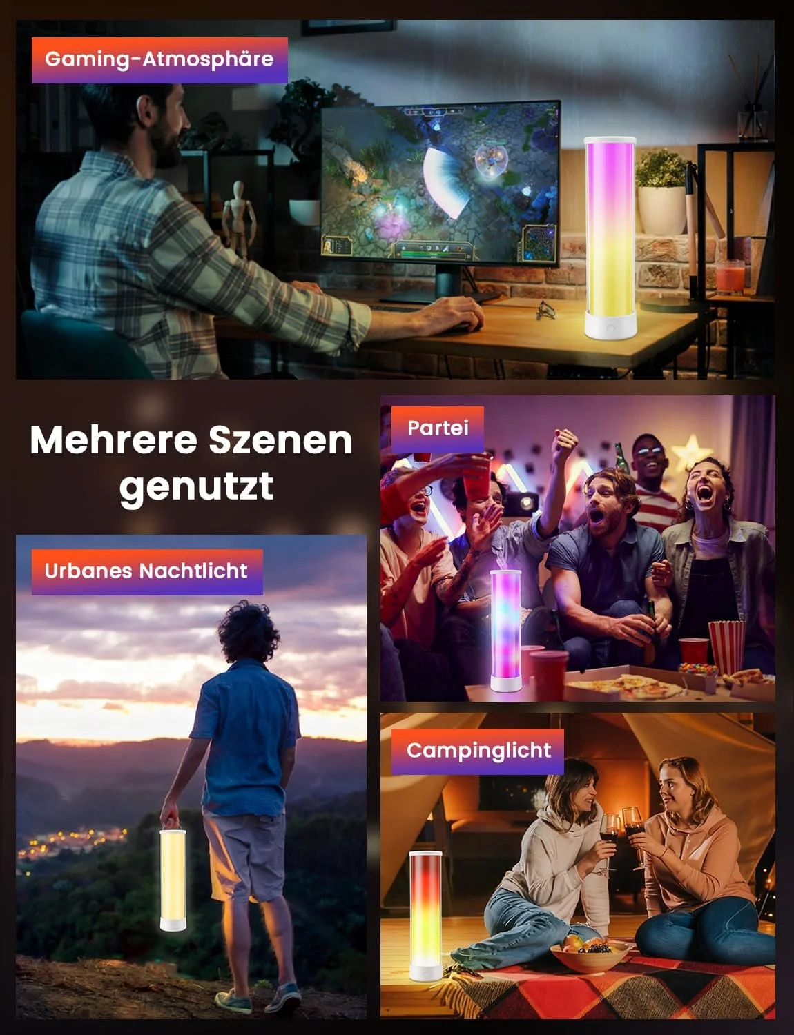 Розумна настільна лампа LED 4000 mAh акумуляторна з пультом та додатком 16 млн кольорів, фото №7