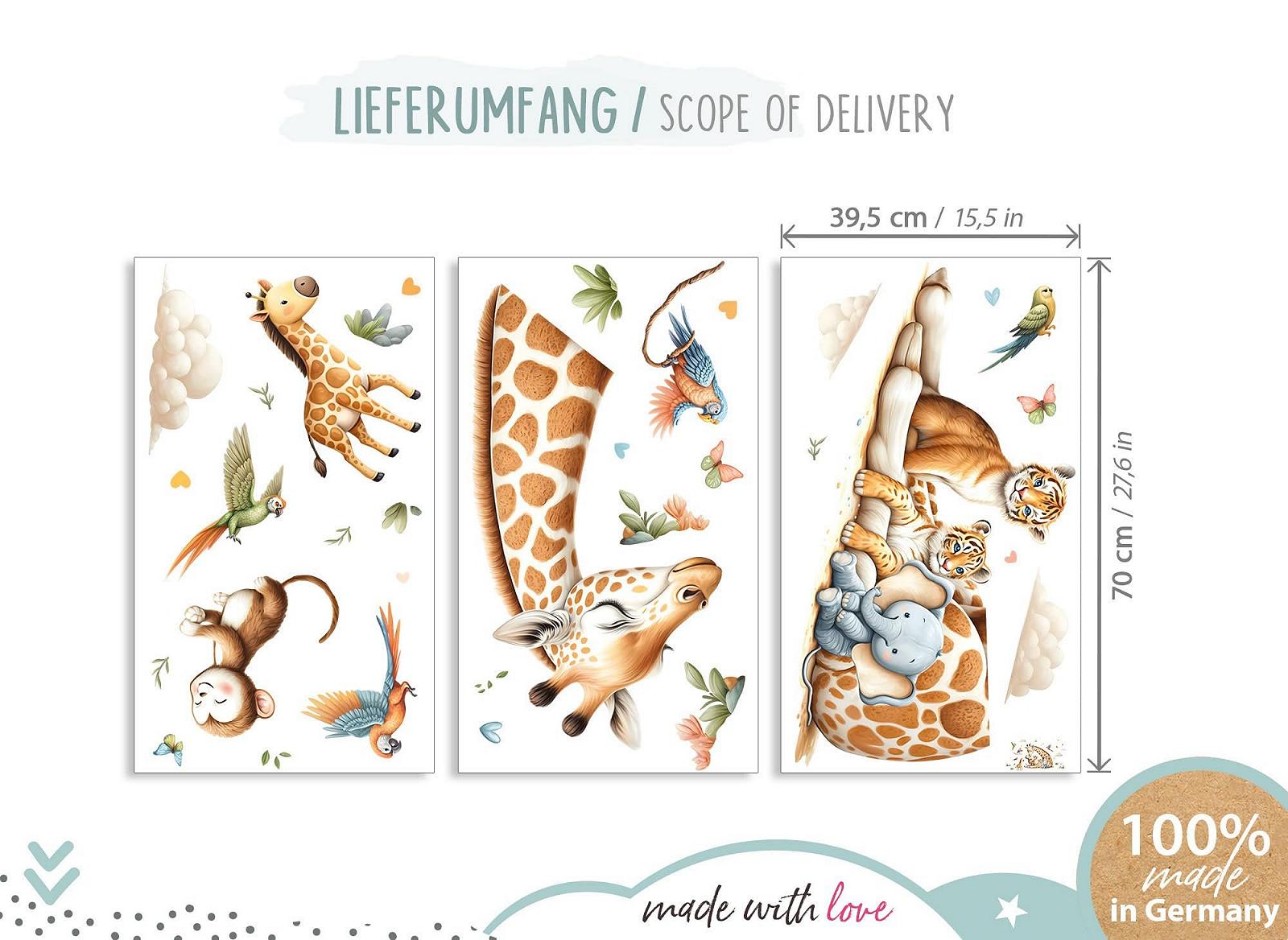 Наклейка на стену Little Deco DL5060 XL Safari Animals Giraffe Lion, фото №4