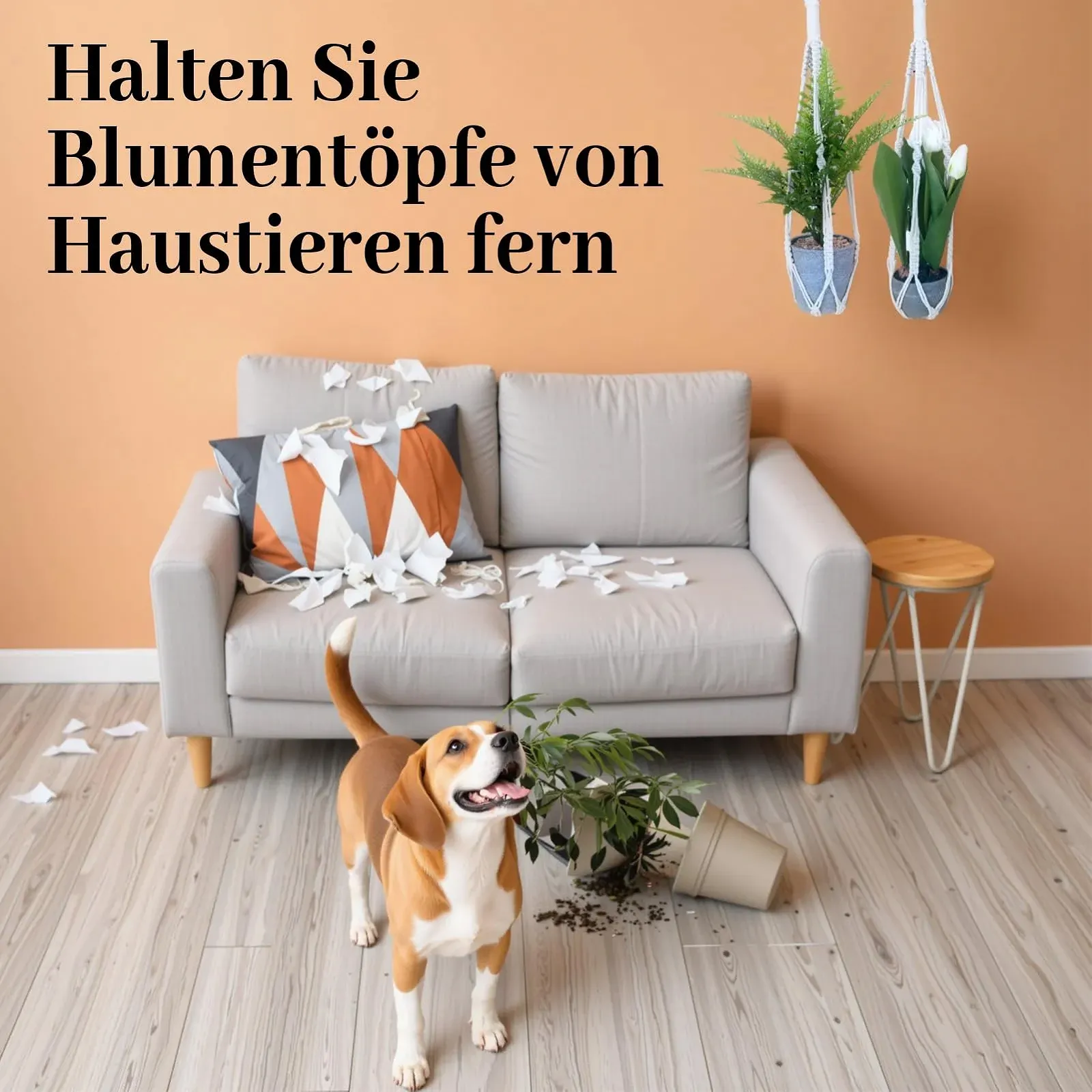 Підвісний кошик макраме Набір 2 шт. Бавовна 50 см, фото №4 Підвісний кошик макраме Набір 2 шт. Бавовна 50 см, фото №4