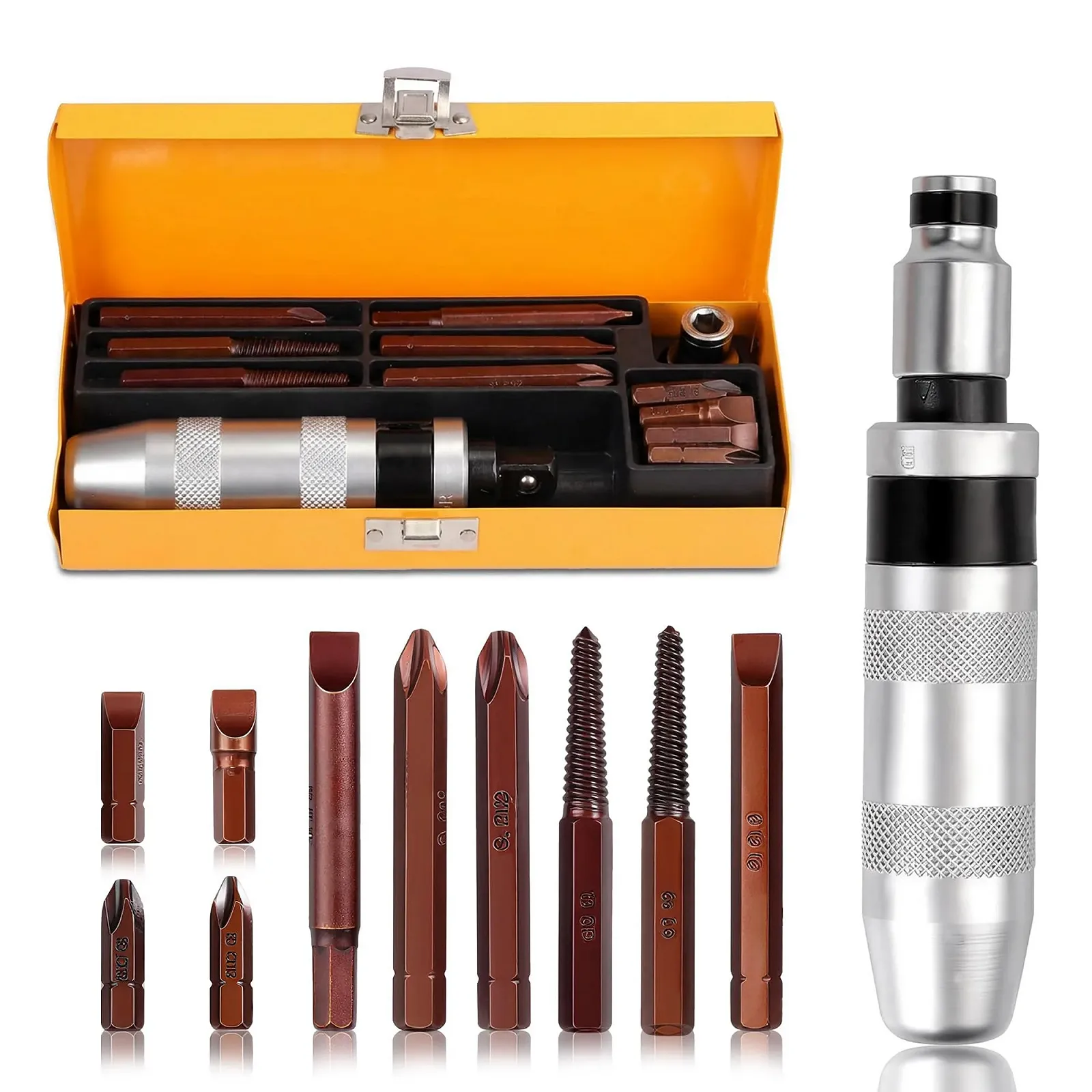 Набір ударних викруток 12 шт. 1/2 дюйма для видалення гвинтів S2, фото №1