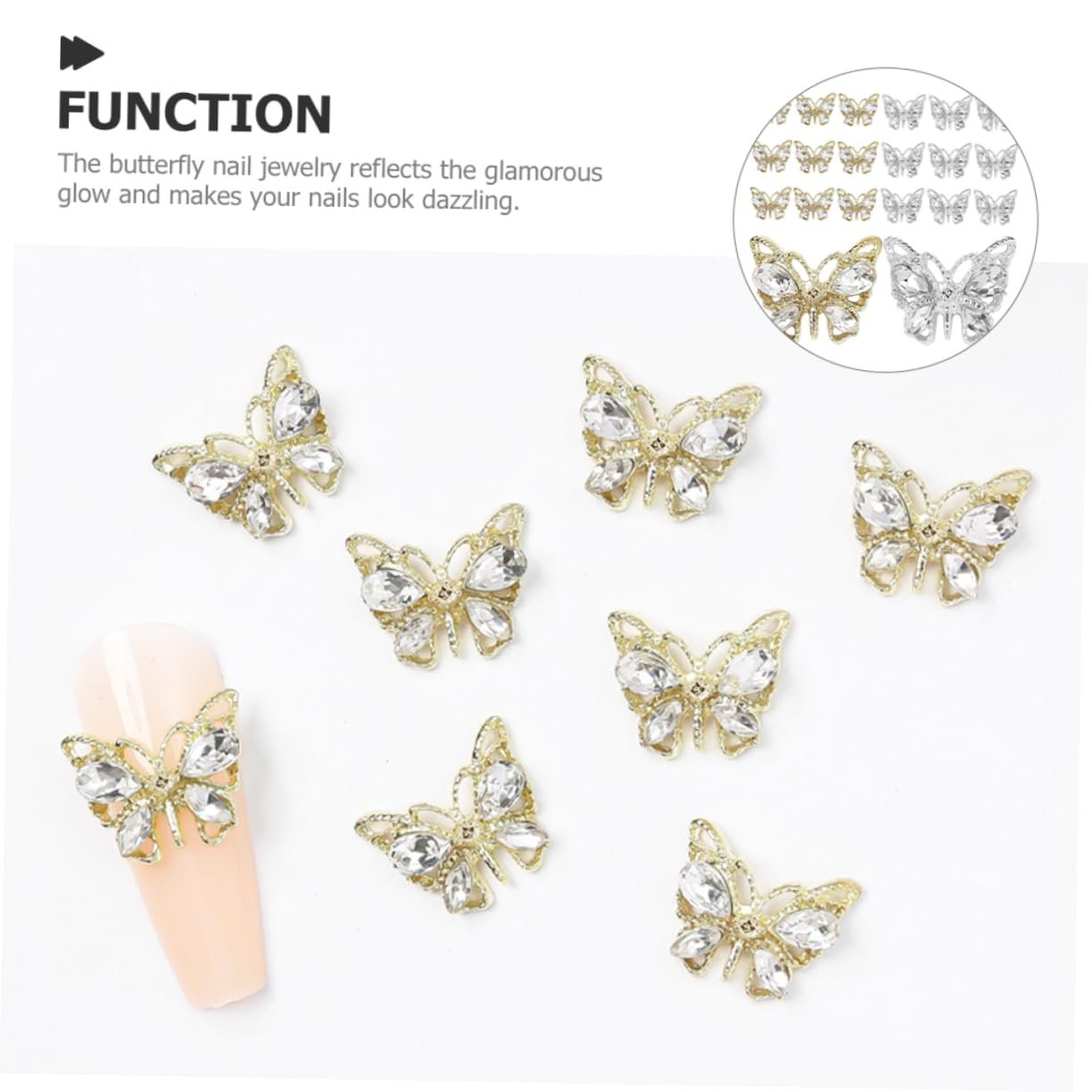 Подвески для ногтей Бабочки, 20 шт, фото №3
