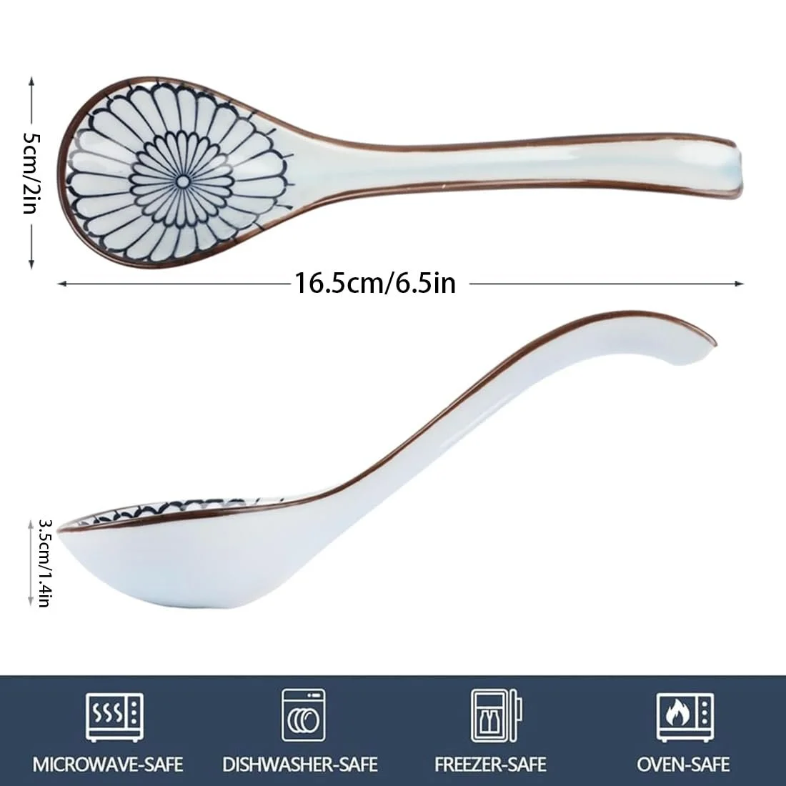 Ложка для супу керамічна (4 шт.) з довгою ручкою для рамена, азіатська, фото №2