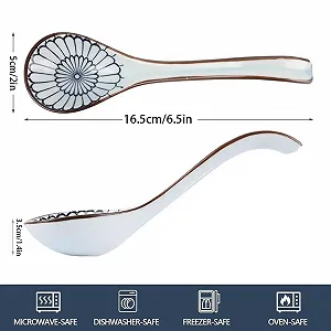 Ложка для супа керамическая (4 шт) с длинной ручкой для рамена, азиатская ложка для супа, японская ложка для супа для рамена, фо, мисо, вонтона, лапши, риса synthetic.ua - Фото 1