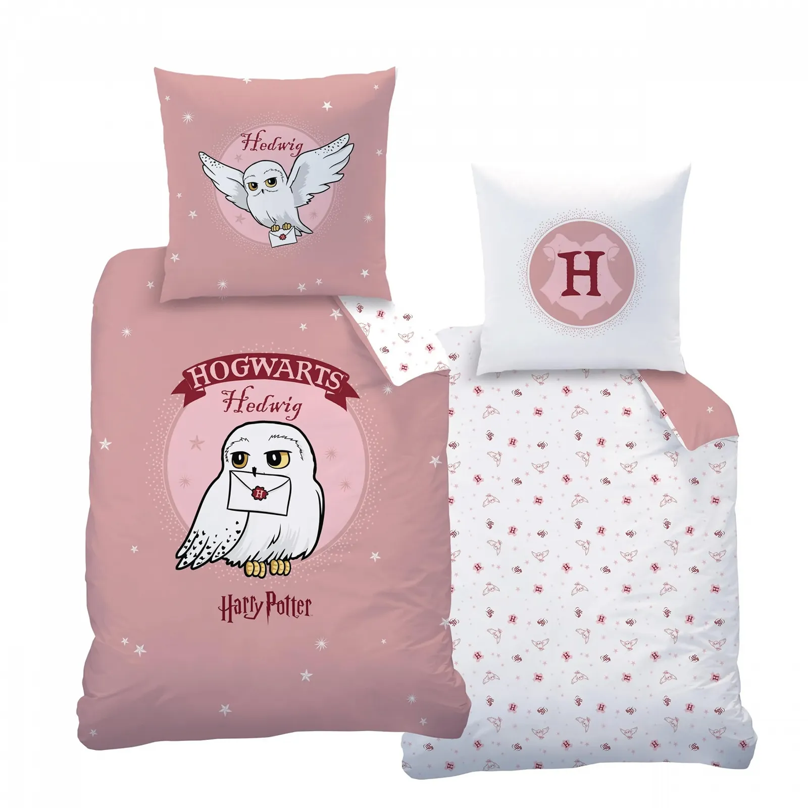 Постельное белье детское Harry Potter Hogwarts Owl Hedwig 135 x 200 см фланель 100% хлопок Розовая, фото №1