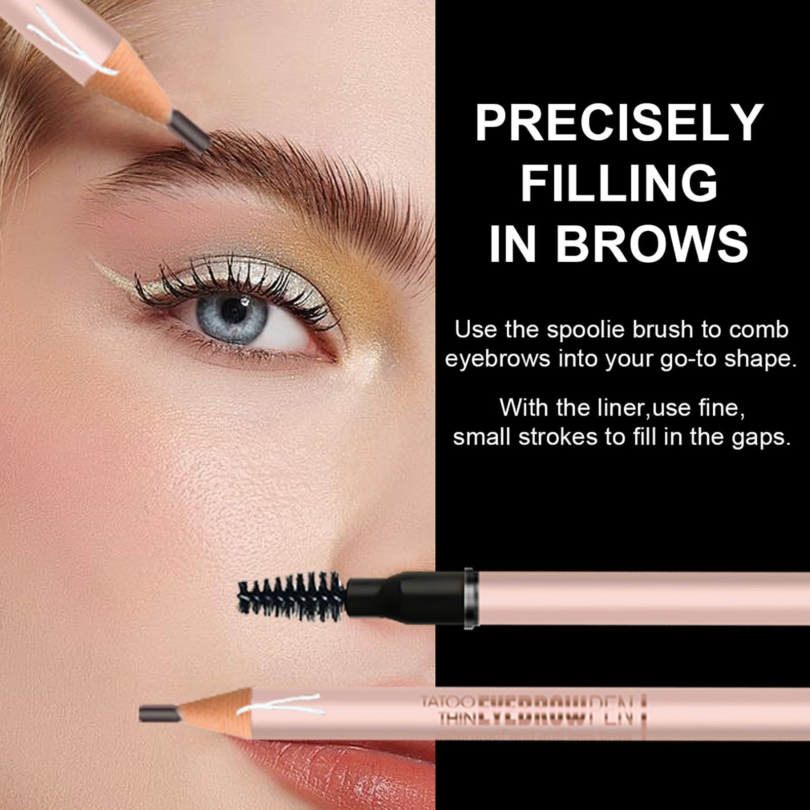 Трафарет для бороди з подвійною головкою трикутний олівець для брів B One Size, фото №2