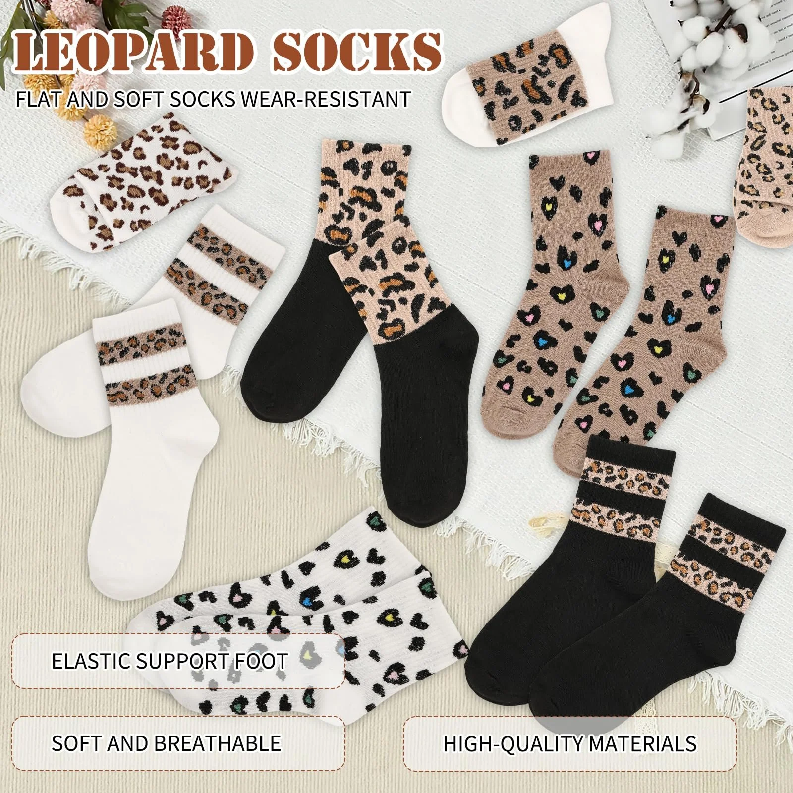 Шкарпетки спортивні з леопардовим візерунком 8 пар 39-42, фото №3