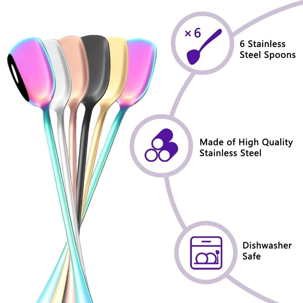 Ложка Latte Macchiato Кольорова з нержавіючої сталі, набір 6 штук, фото №3 Ложка Latte Macchiato Кольорова з нержавіючої сталі, набір 6 штук, фото №3