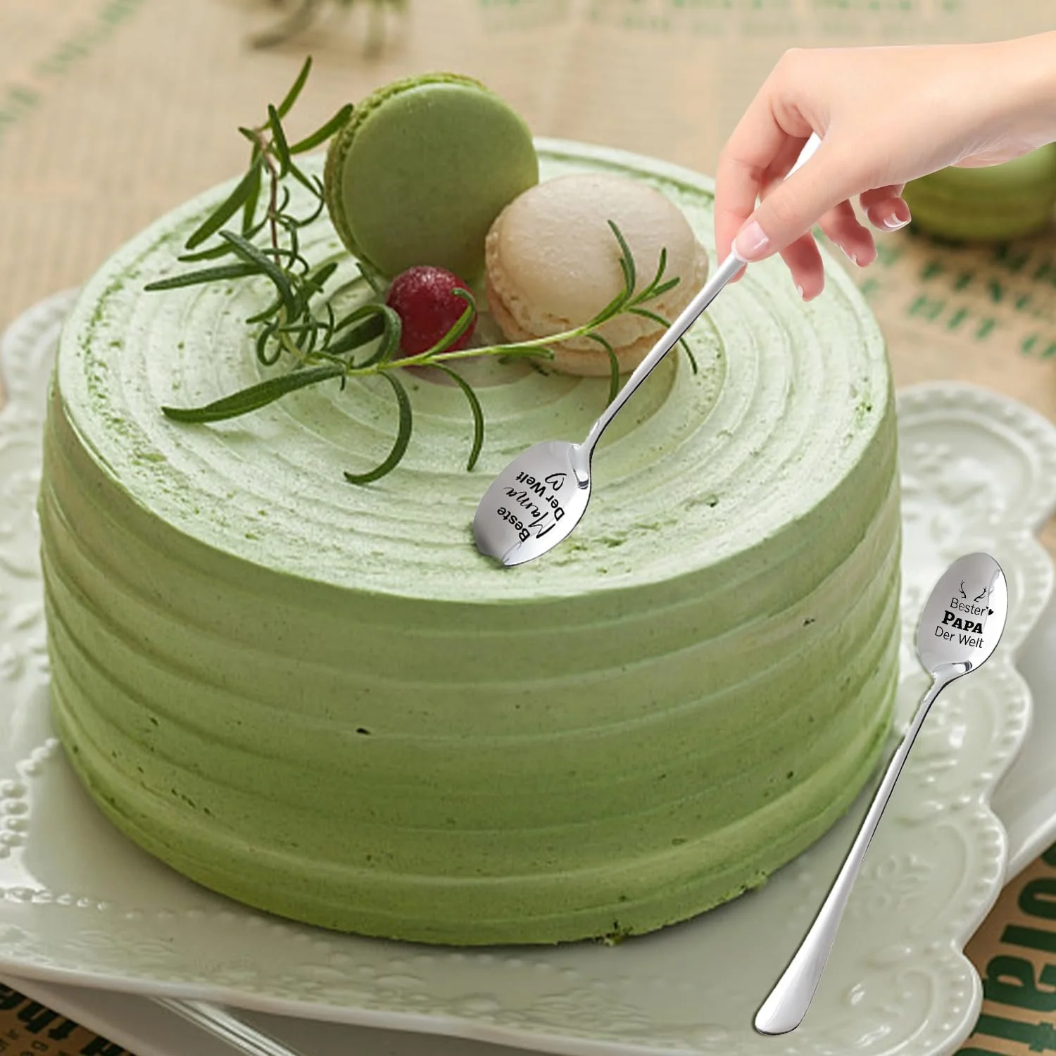 Набір ложок з нержавіючої сталі (2 шт.) з гравіюванням, кругла, фото №5