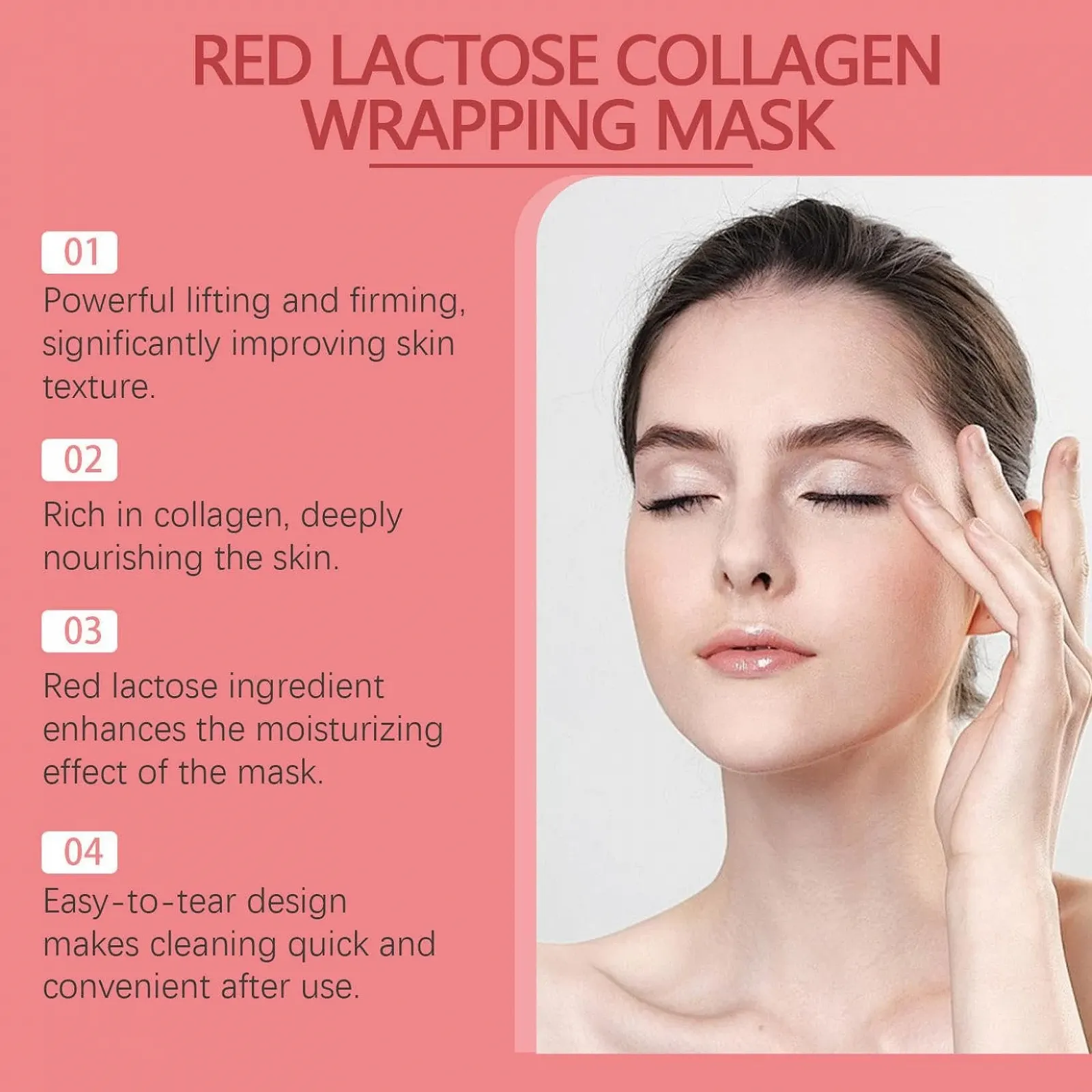 Маска для обличчя Red Lacto Collagen Wrapping, для догляду за шкірою обличчя (3 штуки), фото №6