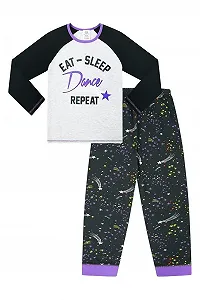 Пижама для девочки Cool Star Eat Sleep Dance Repeat длинная 8-14 лет, черный - Фото 1