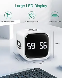 Таймер цифровой ORIA Pomodoro Cube с гравитационным датчиком Белый synthetic.ua - Фото 1
