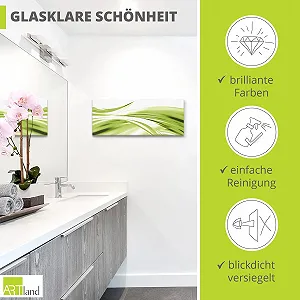 Скляна картина ARTland Abstract 2jenn: Beautiful green wave 50 x 125 см synthetic.ua - Фото 1