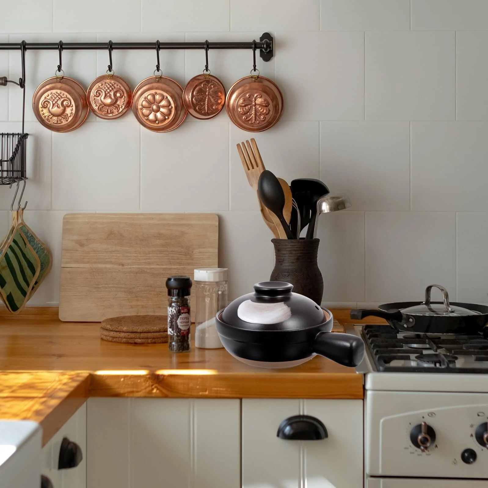 Кастрюля керамическая С ручкой и крышкой термостойкая, фото №8