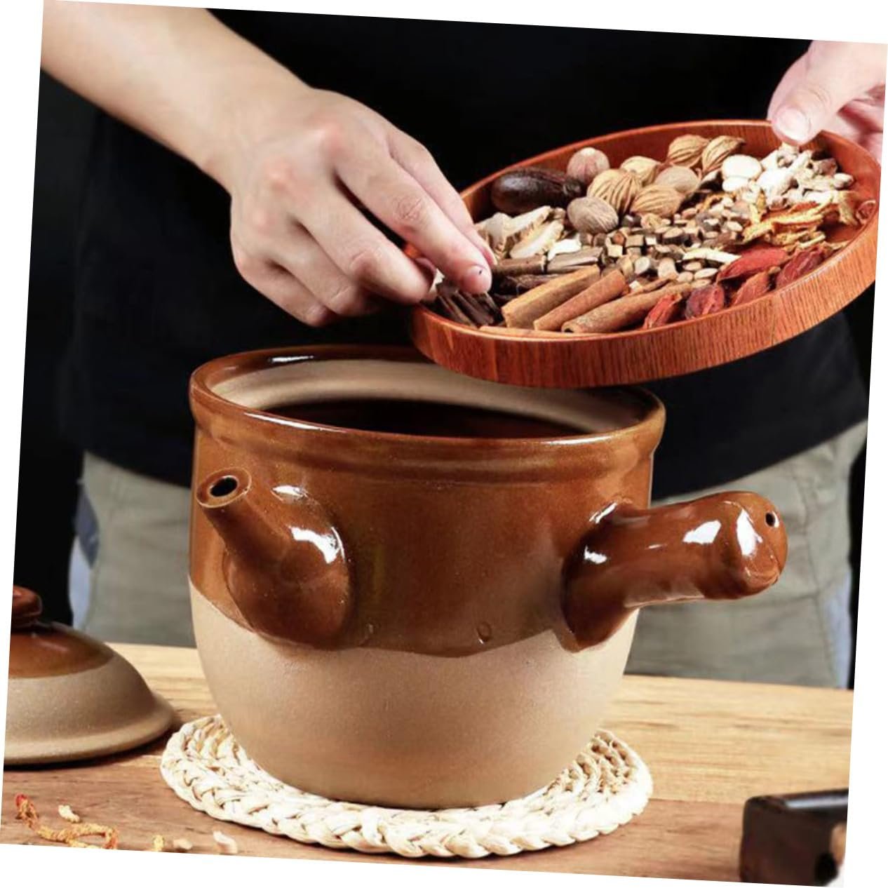 Ківш для китайської медицини INOOMP керамічний термостійкий з носиком для газу, фото №5