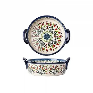 Форма для лазаньи Керамическая Многофункциональная Большая емкость с ручкой Ретро-дизайн - Фото 1