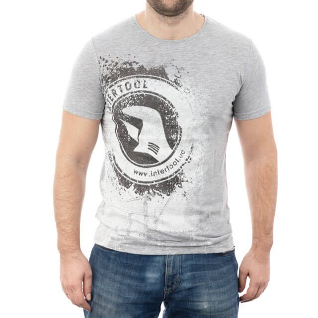 Футболка сіра меланж S 100 бавовна INTERTOOL SP-2222, фото №1