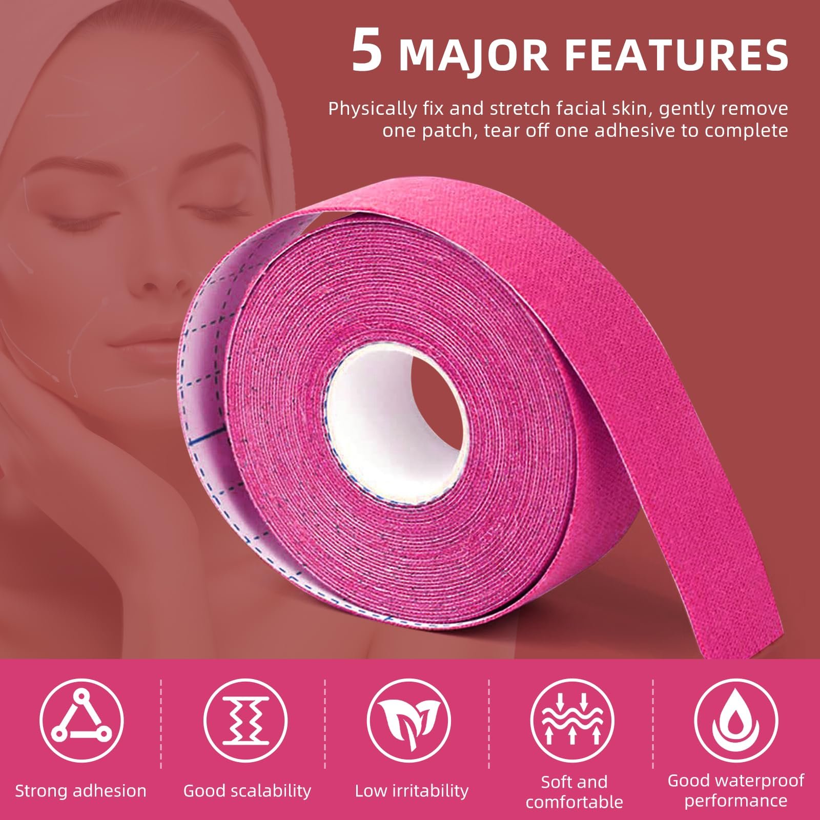 Лента для подтяжки лица Kisvic, 2 шт, фото №2