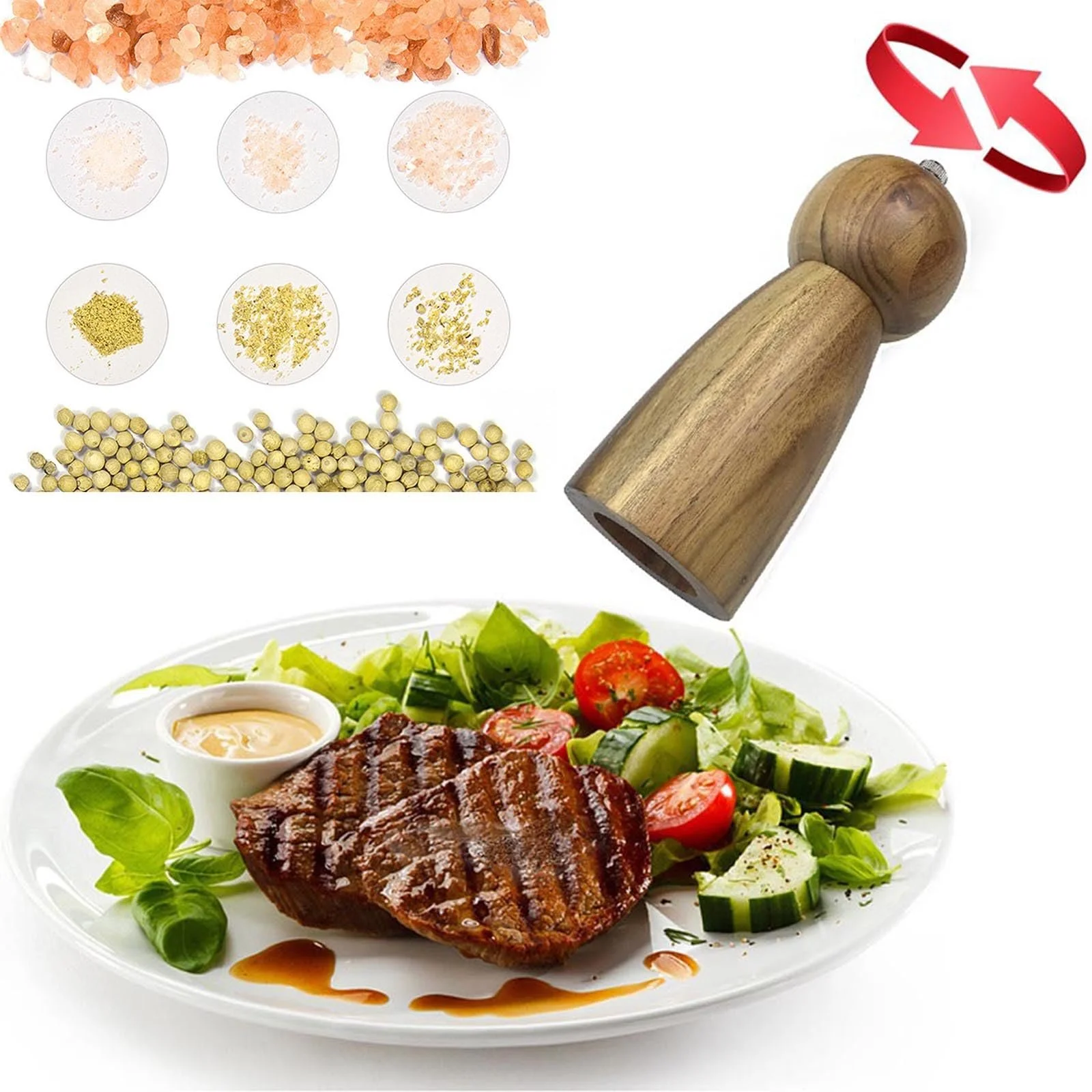 Млин Дерев'яний Наповнюваний Керамічний з Регульованою Зернистістю, фото №8