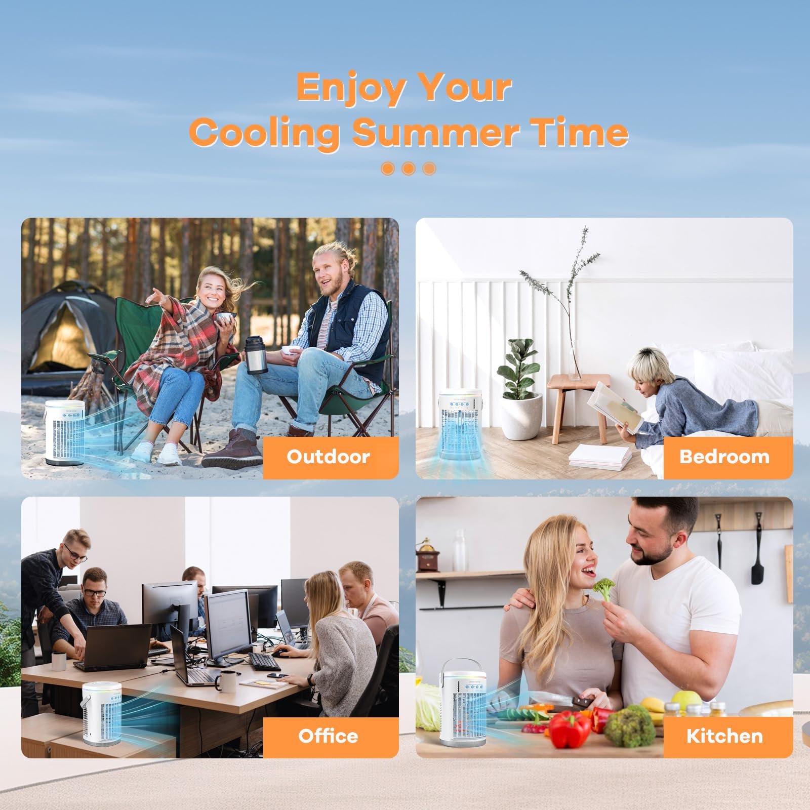 Мобільний кондиціонер Mini Air Cooler 1400 мл Портативний з пультом дистанційного керування 3 швидкості, фото №6