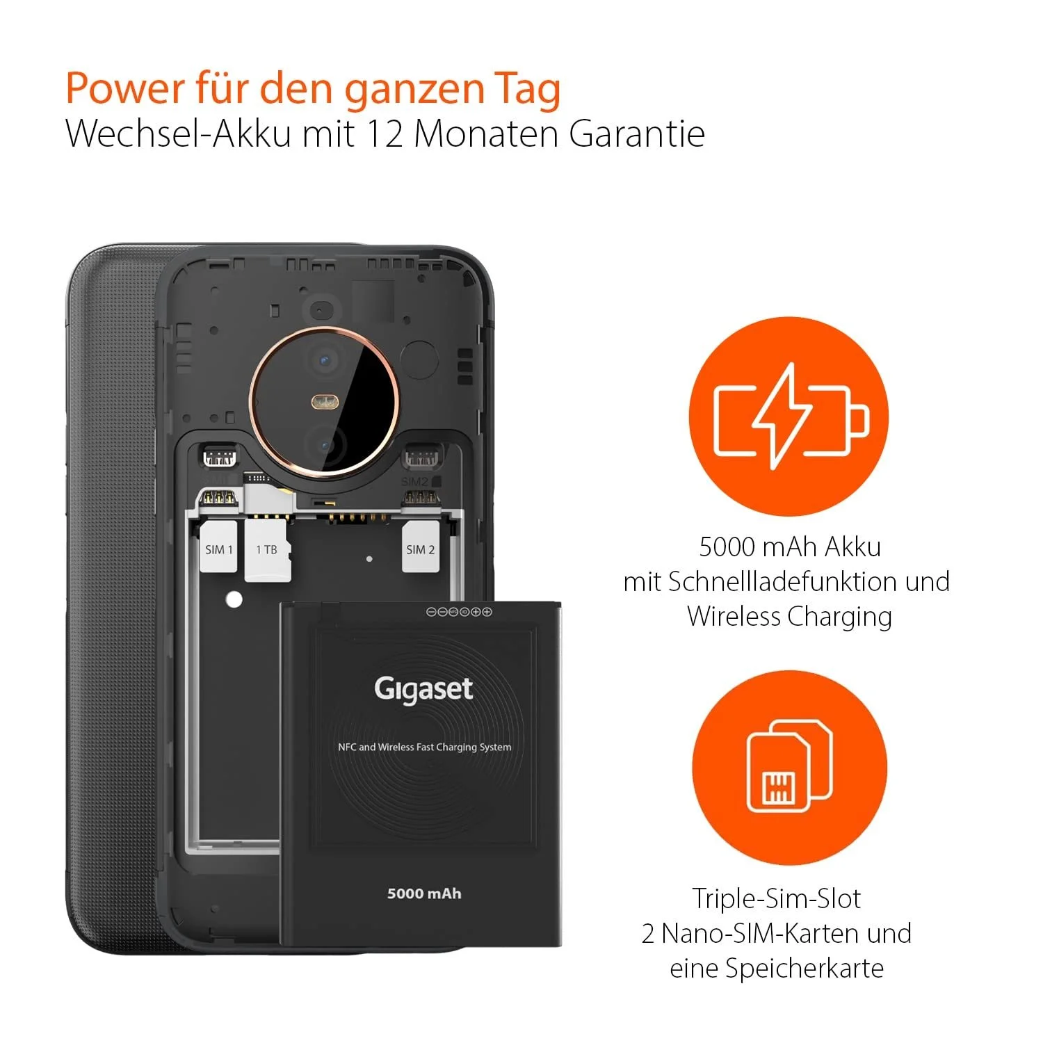Смартфон Gigaset GX6 5G IP68 6.6" FHD+ Gorilla Glass 128GB 6GB RAM 50 Мп Titanium Black, фото №3 Смартфон Gigaset GX6 5G IP68 6.6" FHD+ Gorilla Glass 128GB 6GB RAM 50 Мп Titanium Black, фото №3