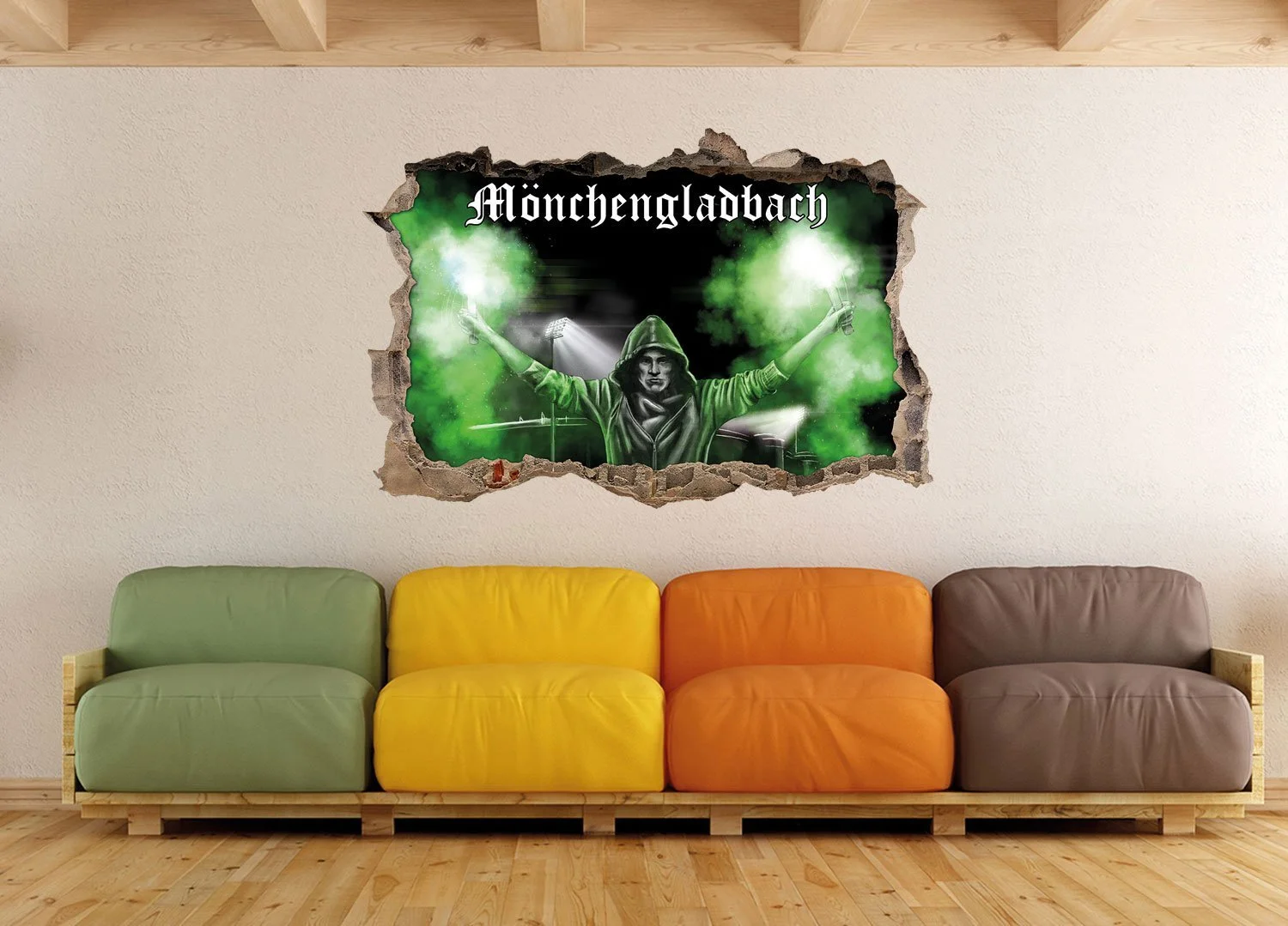 3D Наклейка на стену Ultras Mönchengladbach Bengalo 92 x 62 см, фото №3